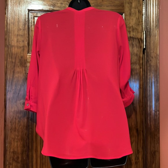 Red Rhinestone Embellished High Low Poly Tunic - Picture 5 of 10